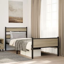 Bedframe Sonoma Oak 100x200cm Engineered Wood