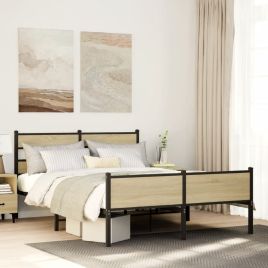 Bedframe Sonoma Oak 150x200cm King Size Engineered Wood