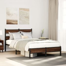 Bedframe Brown Oak 120x190cm Small Double Engineered Wood