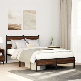 Bedframe Brown Oak 120x200cm Engineered Wood