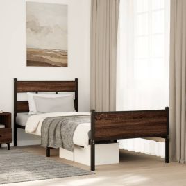 Bedframe Brown Oak 107x203cm Engineered Wood