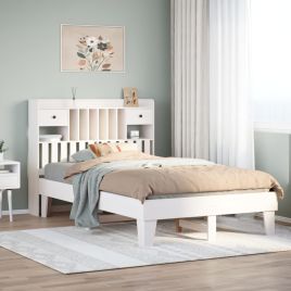 Bedframe White 135x190cm Solid Wood Pine