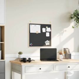 Chalkboard with Solid Pine Wood Frame Black 60x55 cm