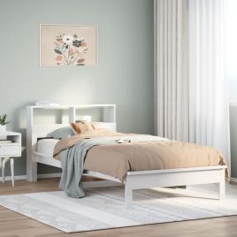Bookcase Bed White 100x200cm Solid Wood Pine