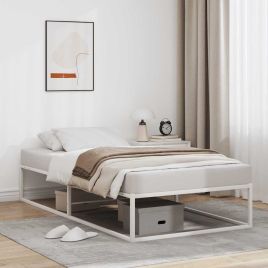 Bedframe White 100x200cm Metal