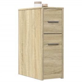 Narrow Bathroom Cupboard with Wheels Sonoma Oak Engineered Wood - vid-855279
