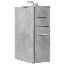 Narrow Bathroom Cupboard with Wheels Concrete Grey Engineered Wood - vid-855280