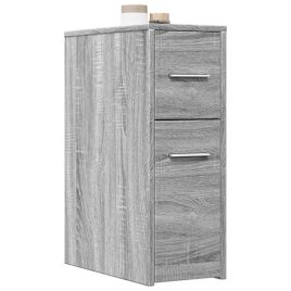 Narrow Bathroom Cupboard with Wheels Grey Sonoma Engineered Wood - vid-855282