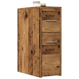 Narrow Bathroom Cupboard with Wheels Old Wood Engineered Wood - vid-855284