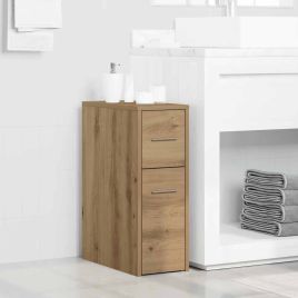 Narrow Bathroom Cupboard with Wheels Artisian Oak Engineered Wood
