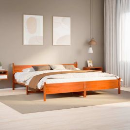 Bedframe Wax Brown 200x200cm Solid Wood Pine