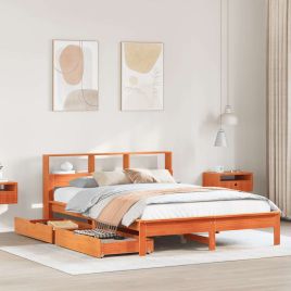 Bookcase Bed Wax Brown 120x200cm Solid Wood Pine
