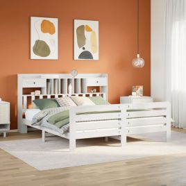 Bookcase Bed White 180x200cm Super King Solid Wood Pine