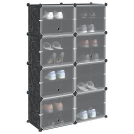 SIMU Large Storage Cube Organiser with 8 Cubes and Doors Black PP