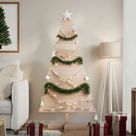 Lauxe 150cm Solid Wood Pine Wooden Christmas Tree for Decoration