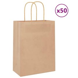 Paper Bags 50 pcs with Handles Brown 21x11x28 cm
