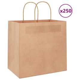 Paper Bags 250 pcs with Handles Brown 26x17x25 cm