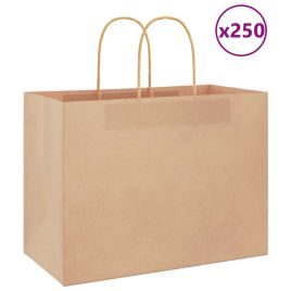 Paper Bags 250 pcs with Handles Brown 32x17x25 cm