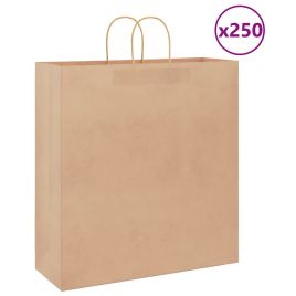 Paper Bags 250 pcs with Handles Brown 45x17x48 cm