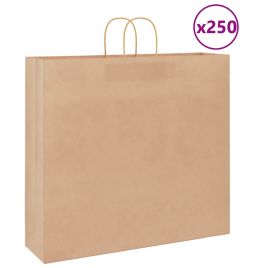 Paper Bags 250 pcs with Handles Brown 54x15x49 cm
