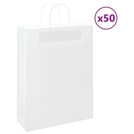 Paper Bags 50 pcs with Handles White 32x12x42 cm
