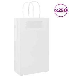 Paper Bags 250 pcs with Handles White 21x11x36 cm