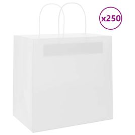 Paper Bags 250 pcs with Handles White 26x17x25 cm