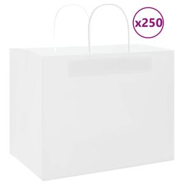 Paper Bags 250 pcs with Handles White 32x22x24 cm