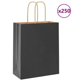 Paper Bags 250 pcs with Handles Black 18x8x22 cm