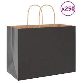 Paper Bags 250 pcs with Handles Black 32x17x25 cm