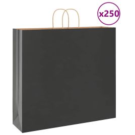 Paper Bags 250 pcs with Handles Black 54x15x49 cm