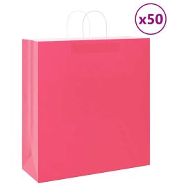 Paper Bags 50 pcs with Handles Pink 45x17x48 cm