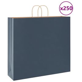 Paper Bags 250 pcs with Handles Blue 54x15x49 cm