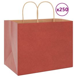 Paper Bags 250 pcs with Handles Red 32x22x24 cm