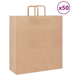 Paper Bags 50 pcs with Handles Brown 45x17x48 cm