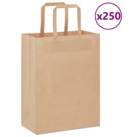 Paper Bags 250 pcs with Handles Brown 21x11x28 cm