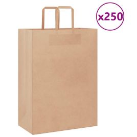 Paper Bags 250 pcs with Handles Brown 32x17x44 cm