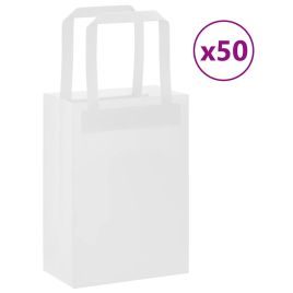 Paper Bags 50 pcs with Handles White 15x8x21 cm