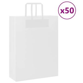 Paper Bags 50 pcs with Handles White 32x12x42 cm