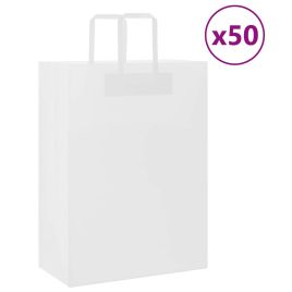 Paper Bags 50 pcs with Handles White 32x17x44 cm