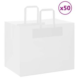 Paper Bags 50 pcs with Handles White 32x22x24 cm