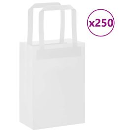 Paper Bags 250 pcs with Handles White 15x8x21 cm