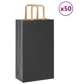 Paper Bags 50 pcs with Handles Black 21x11x36 cm