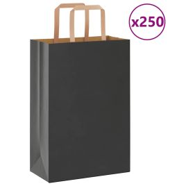 Paper Bags 250 pcs with Handles Black 21x11x31 cm