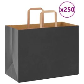 Paper Bags 250 pcs with Handles Black 32x17x25 cm