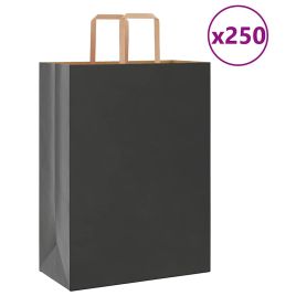 Paper Bags 250 pcs with Handles Black 32x17x44 cm