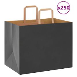 Paper Bags 250 pcs with Handles Black 32x22x24 cm