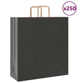 Paper Bags 250 pcs with Handles Black 45x17x48 cm