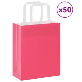 Paper Bags 50 pcs with Handles Pink 18x8x22 cm