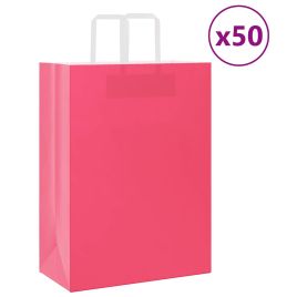 Paper Bags 50 pcs with Handles Pink 32x17x44 cm